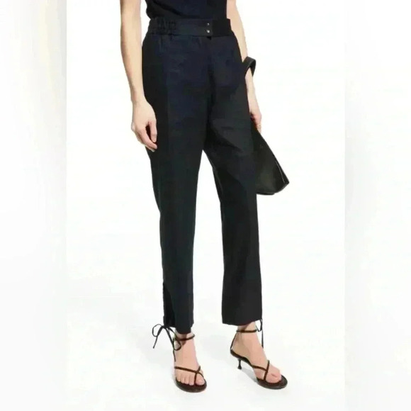 MILLY Yvonne Linen Pants Navy blue size 10 - Picture 1 of 8